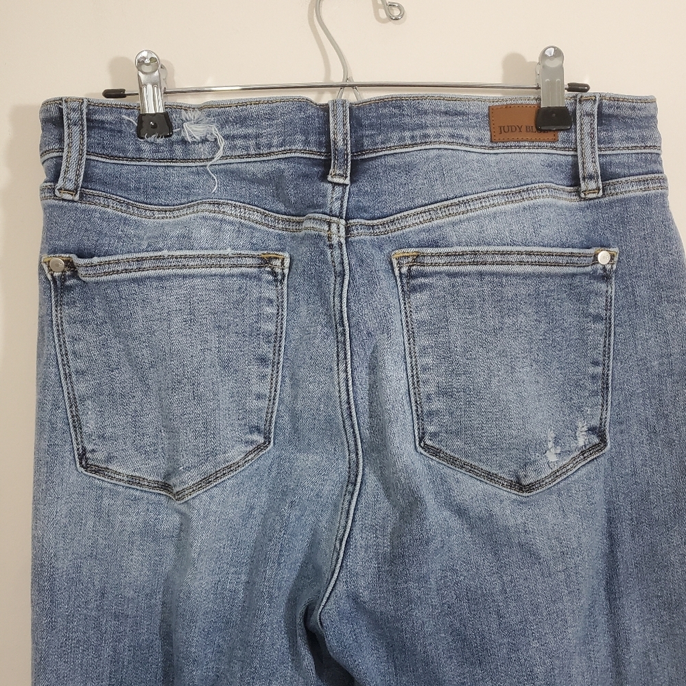 Judy Blue Jeans Wide Leg Cropped Distressed Size 31 Boho Casual Denim - Picture 6 of 11
